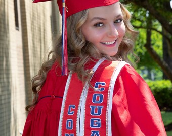 Estola de graduación bordada con pedrería