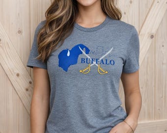 Buffalo Hockey Custom Embroidered Shirt | Personalized Hockey Fan Tee | Game Day Apparel