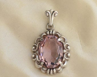 Pendentif Art Déco En Argent 925 Serti Citrine Et Zircons - Neuf Sans Emballage - Forme Ovale - Bijou Jaune