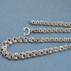 Antique 835 silver graduated chain necklace length 45 cm 17.8 inches, vintage heavy decorative chain men women