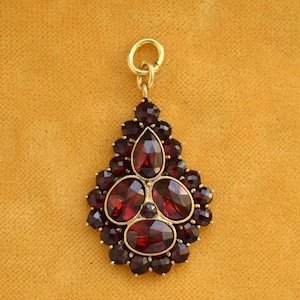 Antique Bohemian garnet gold filled pendant