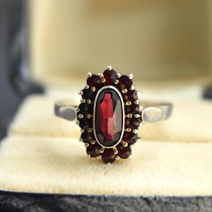 Art Deco Bohemian garnet 900 silver ring size US 8 UK P 1/2