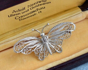Vintage 800 Silver Butterfly Brooch Filigree Style - Etsy 日本
