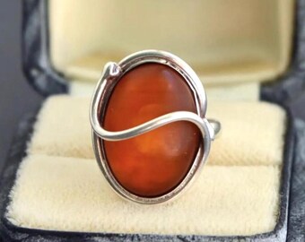 Alter Bernstein-Ring: Artisan 925 Sterling Silber