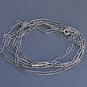 Lange 83 cm lange alte Paperclip Silberkette
