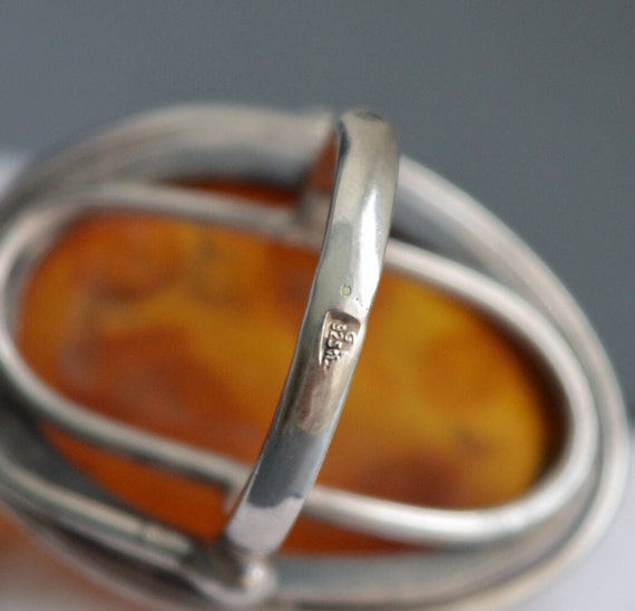 Huge 10g natural Baltic amber 925 silver ring  si… - image 7