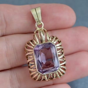 Large natural amethyst 935 silver pendant, vintage amethyst jewelry