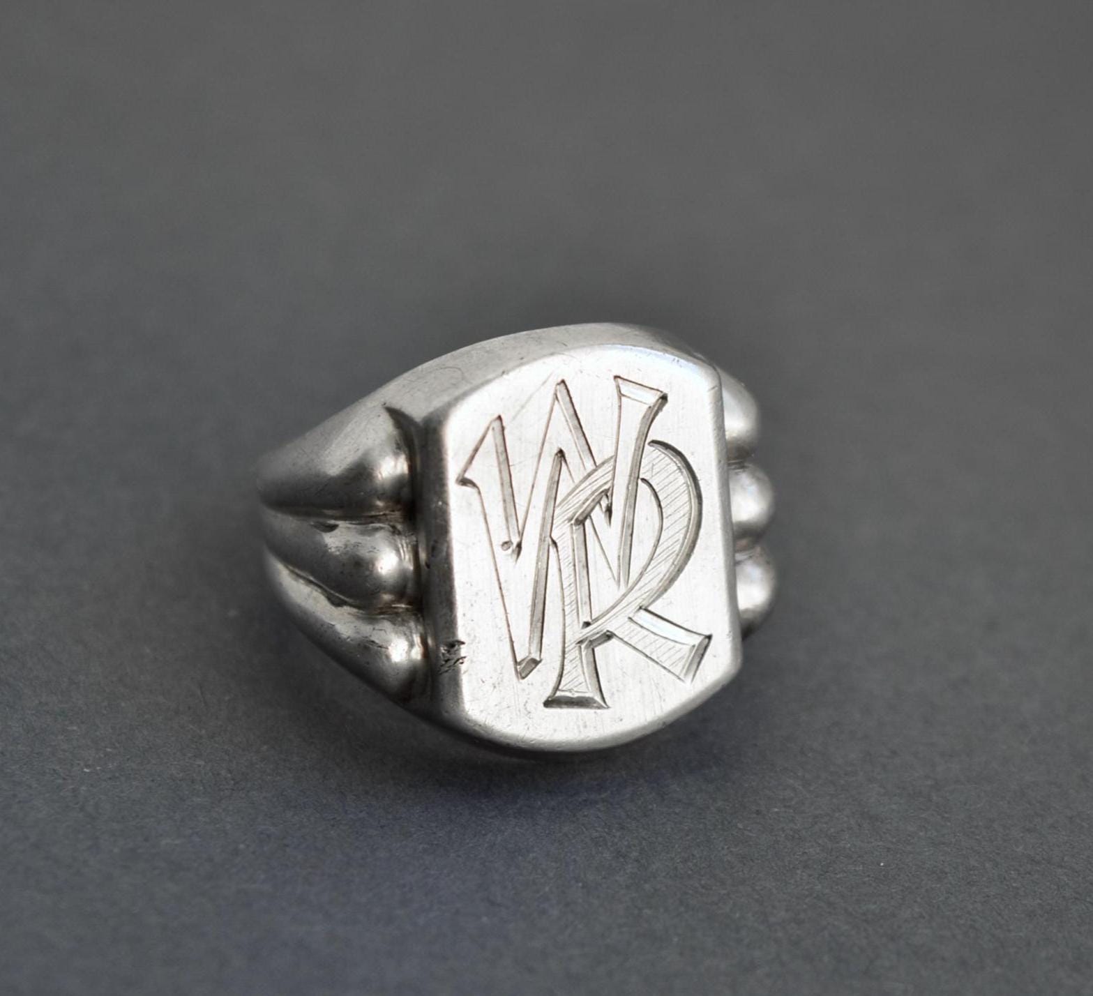 なりごん German Vintage 835 Silver WR Initials Monogram Signet Ring - Etsy