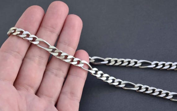 Massive 32g Vintage 835 Silver Flat Chain Necklace, German Jewelry