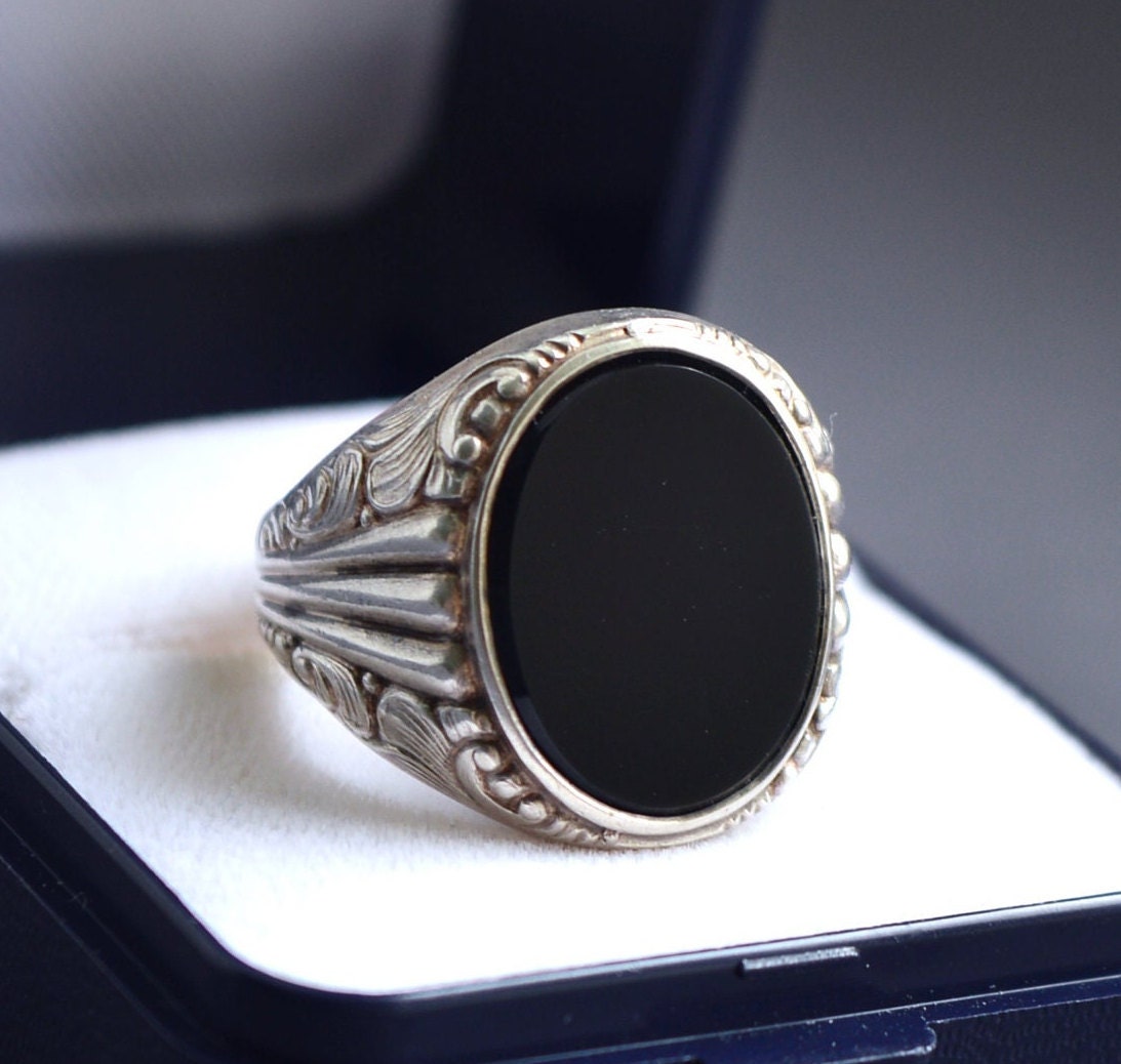 Art Deco Onyx Ring - Etsy