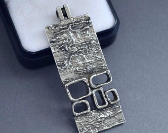 ヴィンテージドイツ製K&Lシルバーモダニストペンダントネックレス 