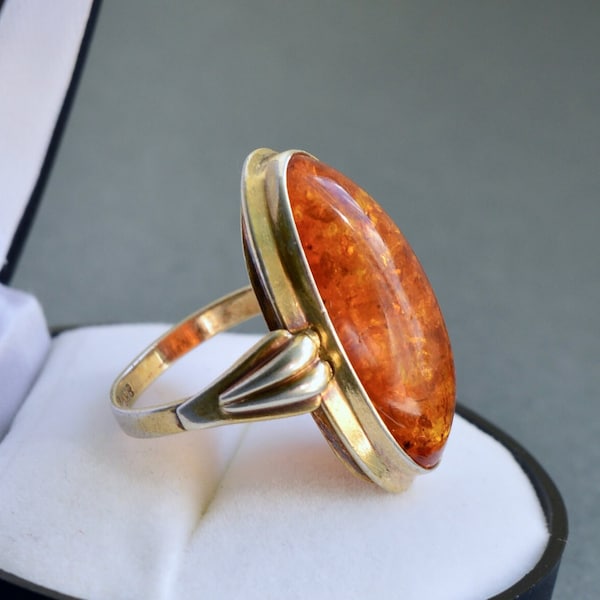 Vintage Amber Ring - Etsy