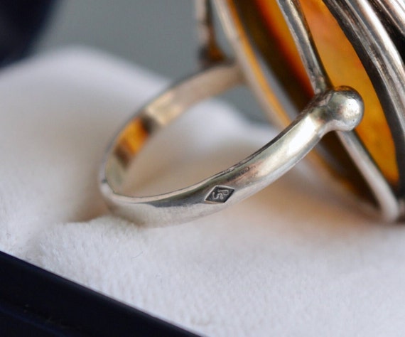 Huge 10g natural Baltic amber 925 silver ring  si… - image 8