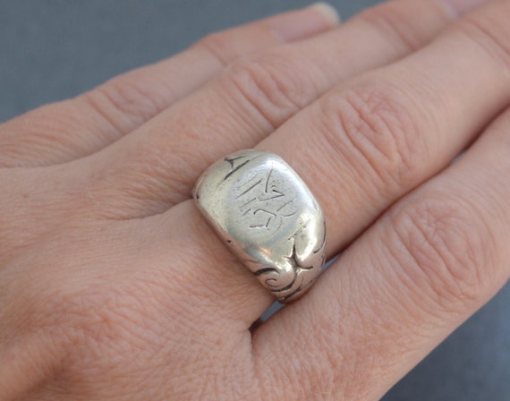Massive 15g antique 835 silver letter signet ring… - image 6