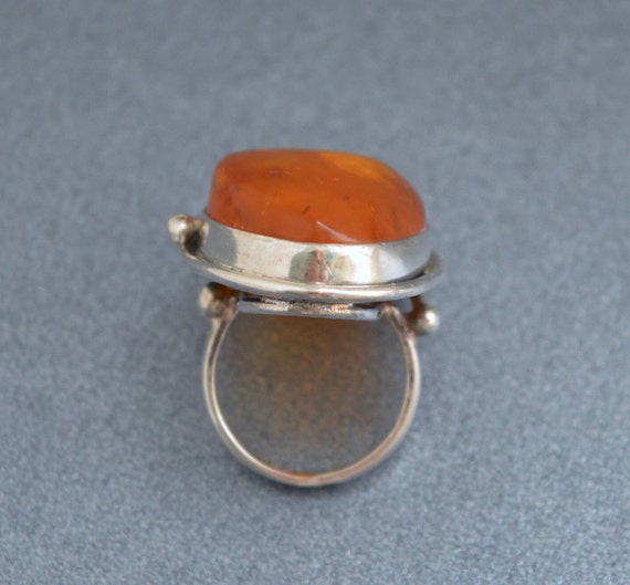 Huge 10g natural Baltic amber 925 silver ring  si… - image 5