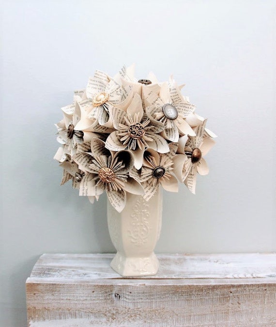 DIY Rustic Paper Bridal Bouquet  Paper bouquet wedding, Paper