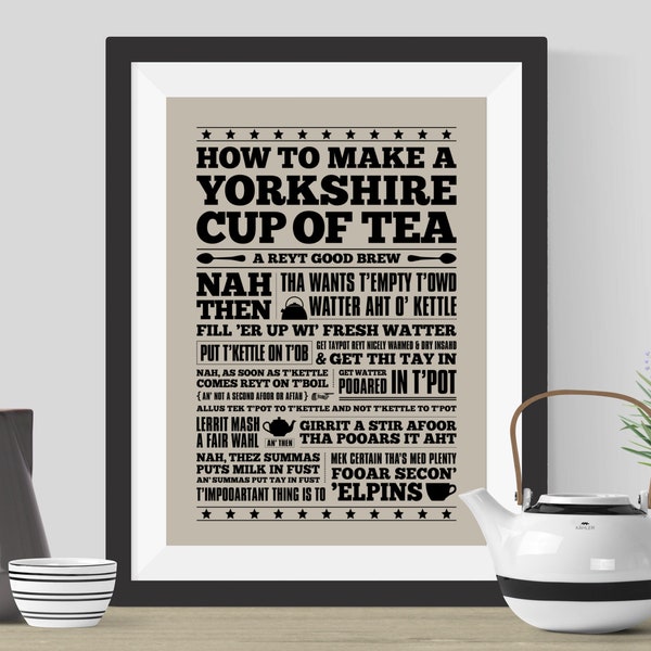 Yorkshire Cup of Tea | Typographic Print