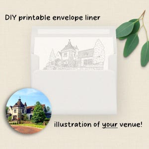 Printable Custom Venue Illustration Square Envelope Liner - DIY Personalized Download - Envelope Liners for Wedding Invitations - YOUR venue
