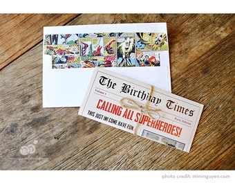 Calling All Superheroes Birthday Party Invitation boy or