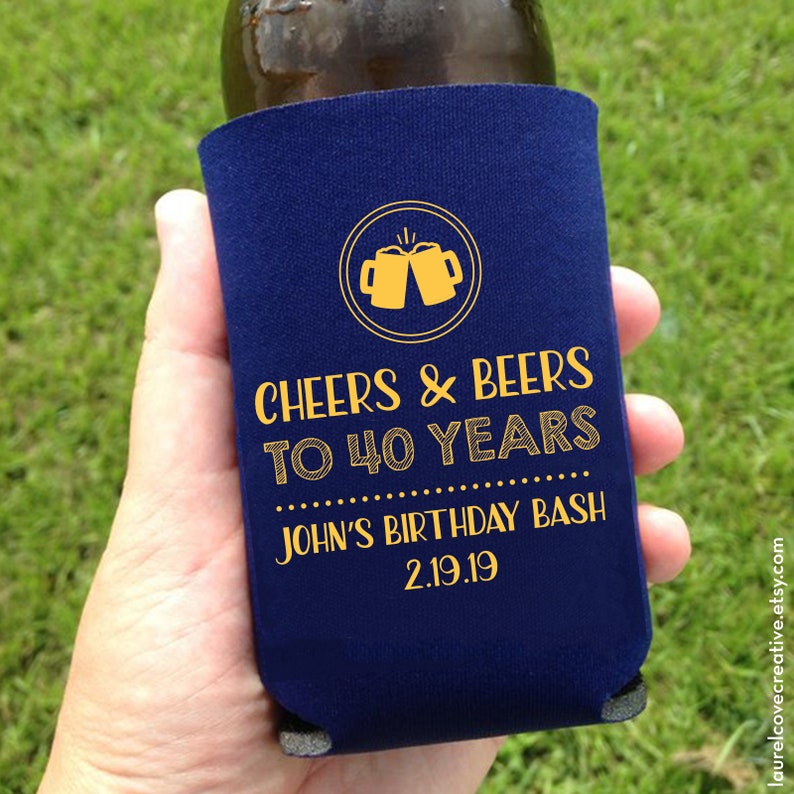 Download 40th Birthday Can Coolers Personalized Choose Your Colors! Party Favor Cheers and Beers 40 Years ...