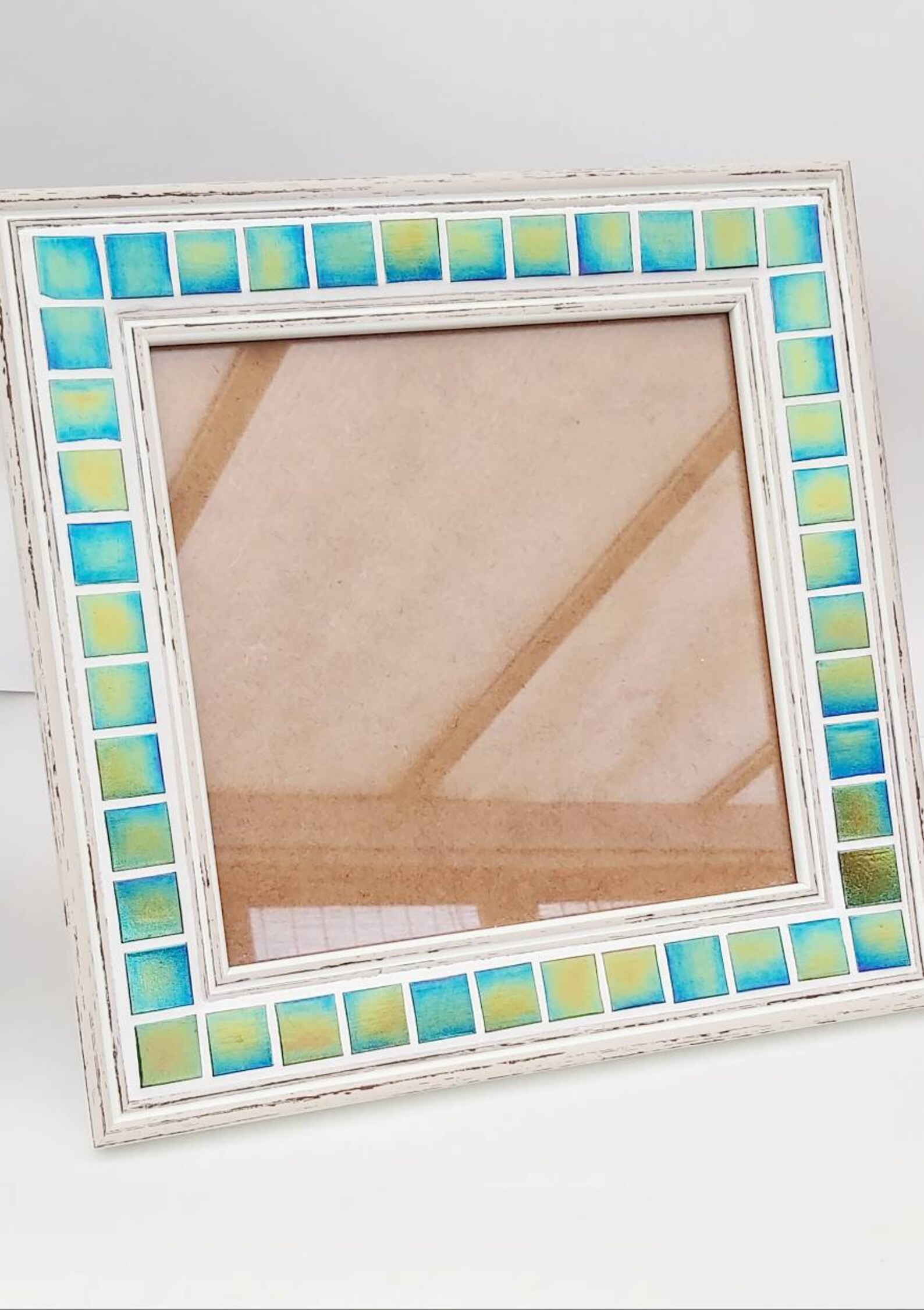 Mosaic Glass Picture Frame in Iridescent Green Etsy