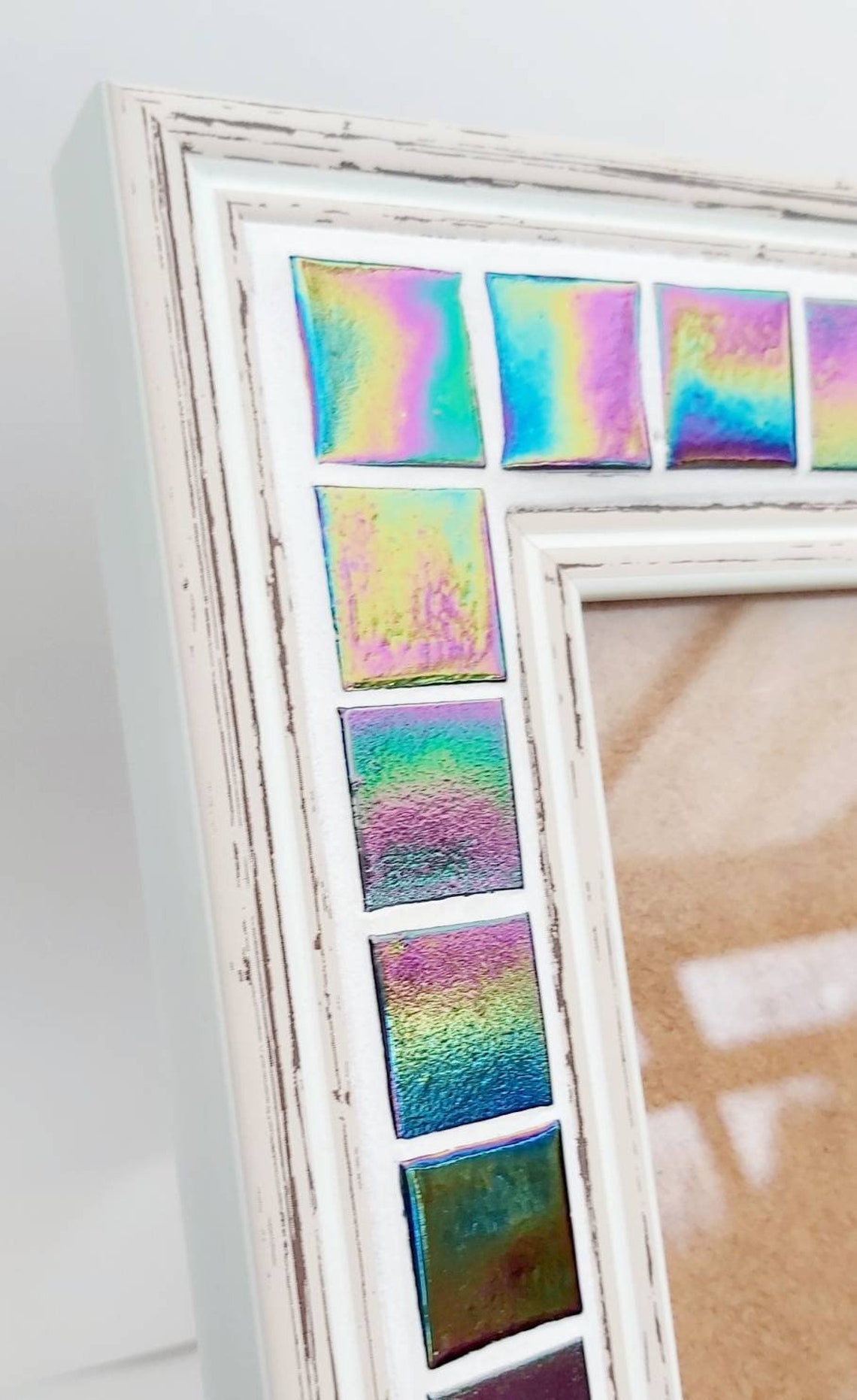 Mosaic Glass Picture Frame in Iridescent Purple Etsy