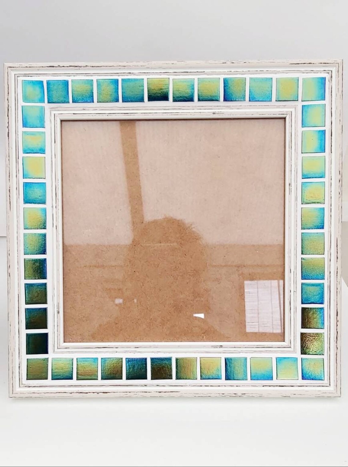 Mosaic Glass Picture Frame in Iridescent Green Etsy