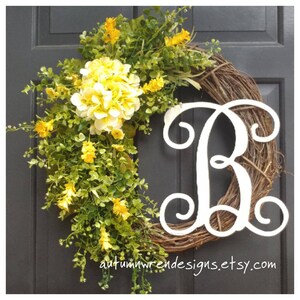 SPRING SPRING Wreaths, Yellow Hydrangea and Greenery Wreath, Eucalyptus Wreath,  Hydrangea Wreath, Spring Door Wreath, Gift