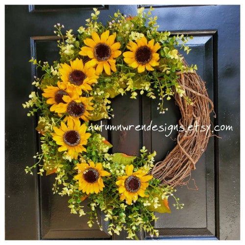 Fall Wreaths Yellow SUNFLOWER Wreath Wreath With Sunflowers - Etsy