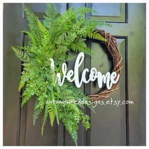 Everyday Door Wreath with Fern, Welcome Door Wreath, All Season Greenery Wreath, Fern Wreath, Year Round Door wreath, Gift