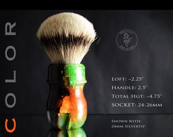 Shaving Brush, Resin, Size 24-26mm, Men&#39;s or Women&#39;s, &quot;Smorgasbord&quot;, Green, Orange, Brown
