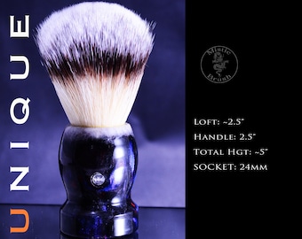 Shaving Brush, Resin, 28mm, Men's and Woman's, "Nebula" Purple, White, Black and Silver