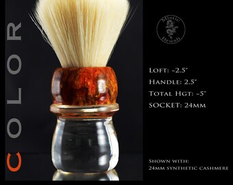 Shaving Brush, Resin, 24mm, Men&#39;s or Woman&#39;s, &quot;Water & Fire Red&quot;