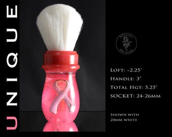 Shaving Brush, Resin size 24-26mm, Men&#39;s or Women&#39;s, &quot;Breast Cancer Strength&quot;, Pink, White