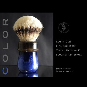 Shaving Brush, Resin, Size 24-26mm, Men&#39;s or Women&#39;s, &quot;Blue & Gold&quot;, Dark Blue Swirls and Gold Socket