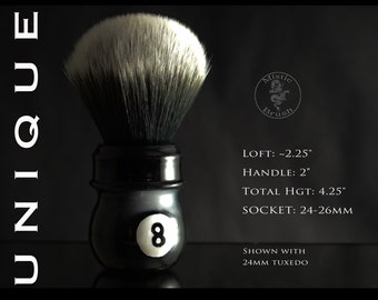 Shaving Brush, Resin, Size 24-26mm, Men's or Women's, "8-Ball" Black, White