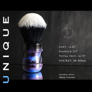 Shaving Brush, Resin and a Scene, Size 28-30mm, Unisex, &quot;Northern Lights&quot; Purple, Blue and White