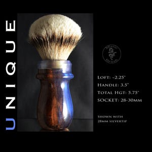 Shaving Brush, Resin and Walnut, Size 28-30mm, Unisex, &quot;Blue Waterfall&quot; Blue, Brown
