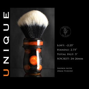 Shaving Brush, Resin, Size 24-26mm, Men&#39;s or Women&#39;s, &quot;Sun Spots&quot; Black, Orange, Yellow