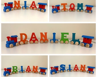 wooden train letters