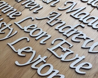 Personalised wooden names, Script font, Laser cut, personalised to suit, hand made, wall art and door craft Wedding decoration and gift