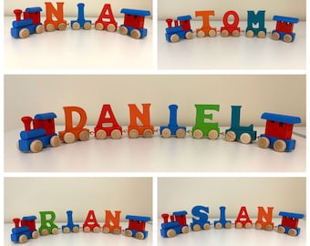 Alphabet Wooden Train letters, wooden names, wall art, décor, personalised wooden names, plaques, alphabet letters, Gifts, Christmas