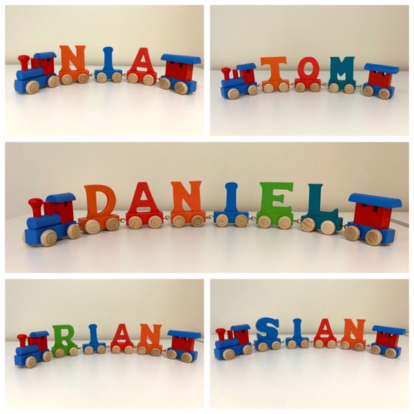 Alphabet Wooden Train letters, wooden names, wall art, décor, personalised wooden names, plaques, alphabet letters, Gifts, Christmas