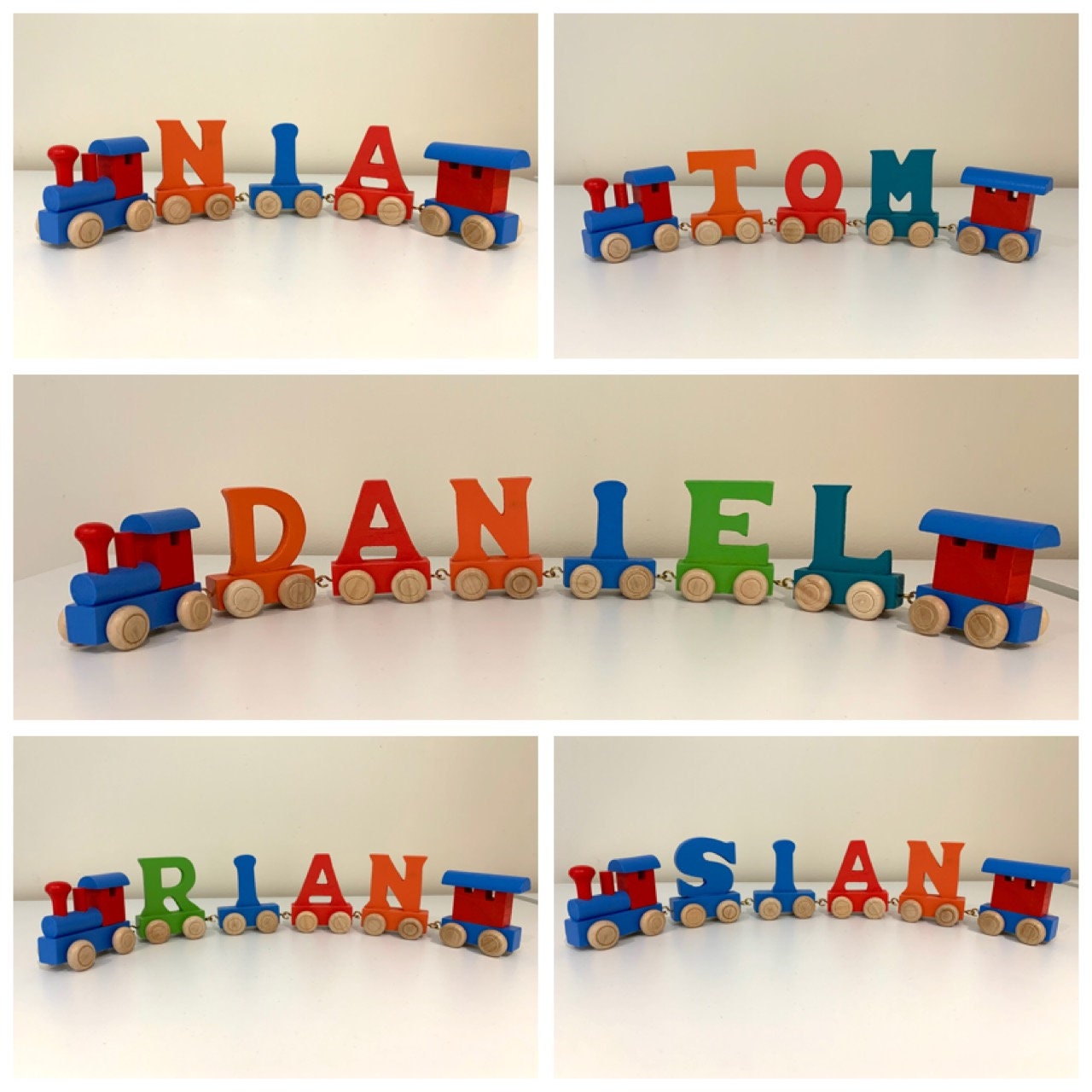 Wooden Alphabet Train Letters Personalised Gift Name Letters