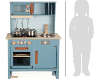 Blue wooden play deals kitchen