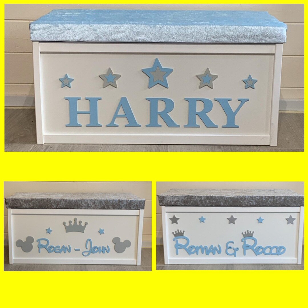 Toy Box Personalised Wooden Large Custom Bespoke White Nursery Etsy