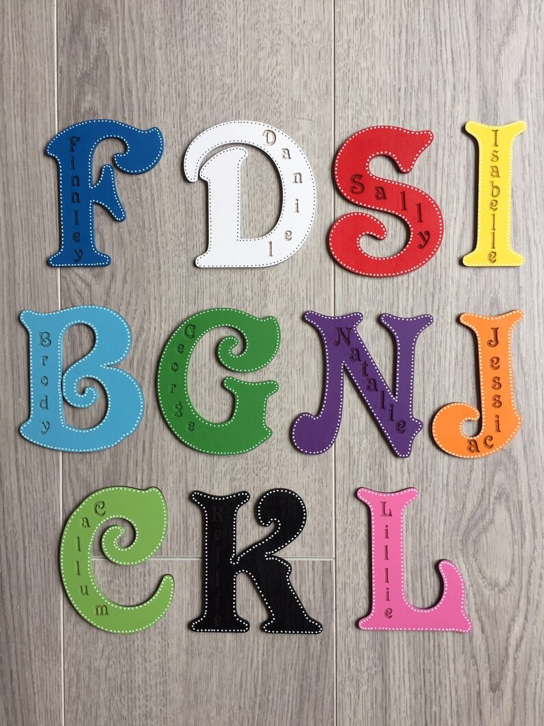 Personalised wooden letters Victorian Font wall art single Etsy