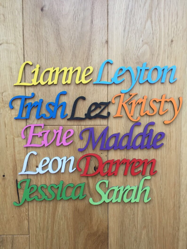 Personalised wooden names Script font Laser cut per letter Etsy