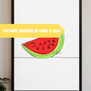 Printable Palestine wall art series | Watermelon art | Free Palestine | Chic | Minimal | Home decor | Gift idea