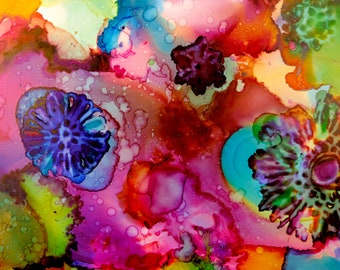 Colorful abstract image with alcohol ink